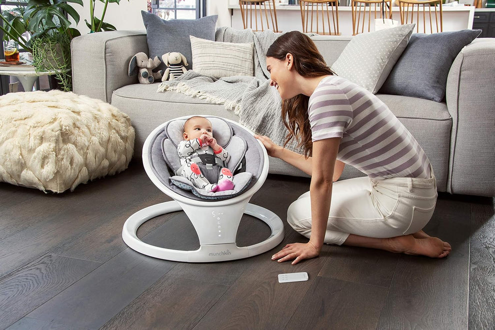 Munchkin Bluetooth Enabled Lightweight Baby Swing with Natural Sway in 5 Speeds and Remote Control
