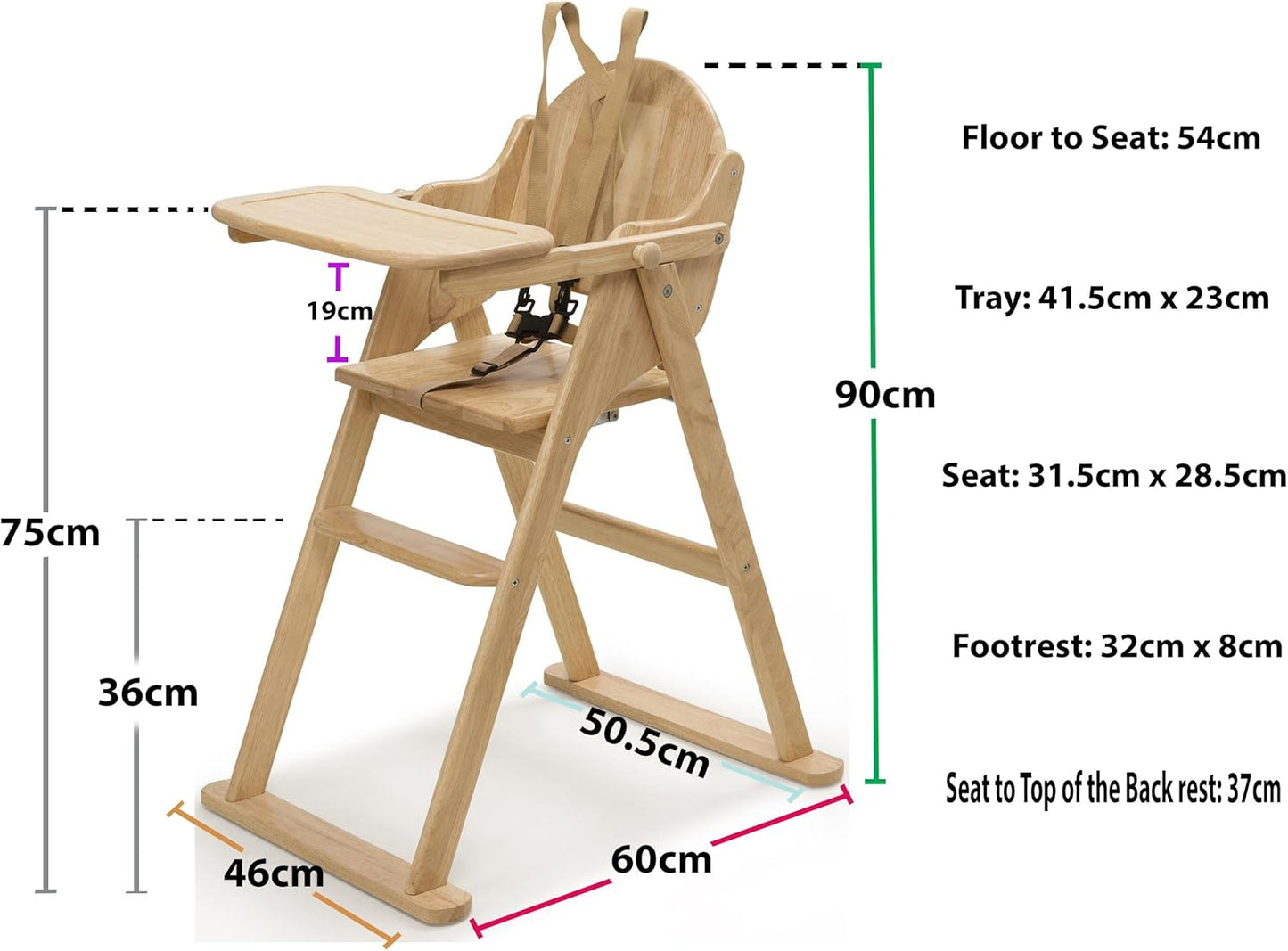 Deluxe Putaway Folding Wooden High Chair