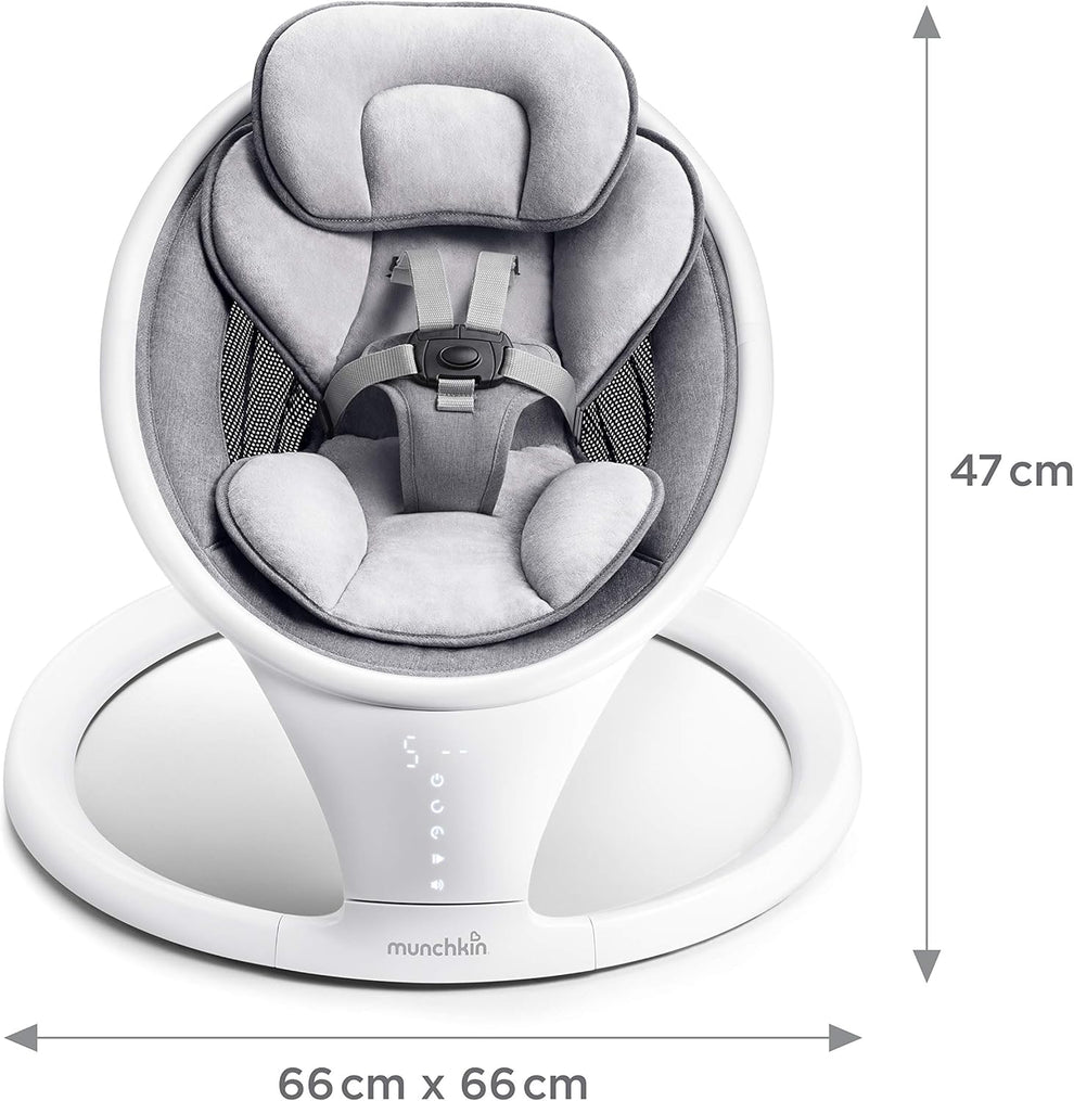Munchkin Bluetooth Enabled Lightweight Baby Swing with Natural Sway in 5 Speeds and Remote Control